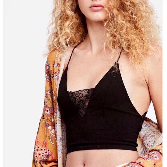 Free People Other - Free People Black Lace-Trim Bralette, NWT